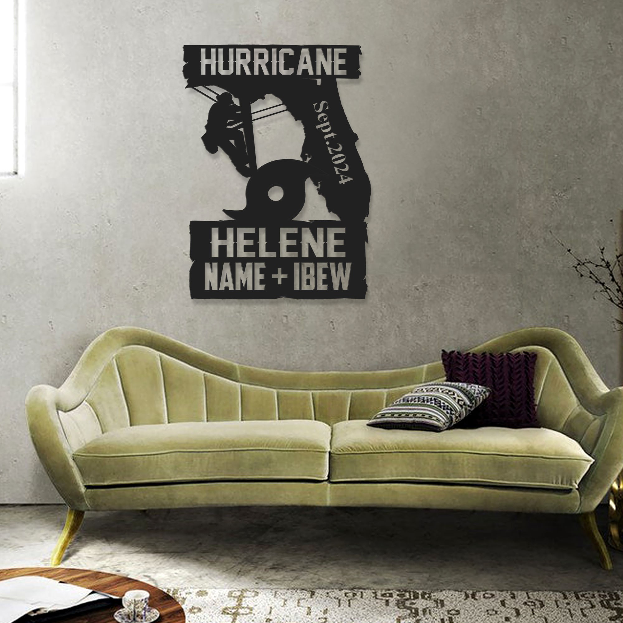 Hurriane Helene Lineman Metal Sign With Led 7