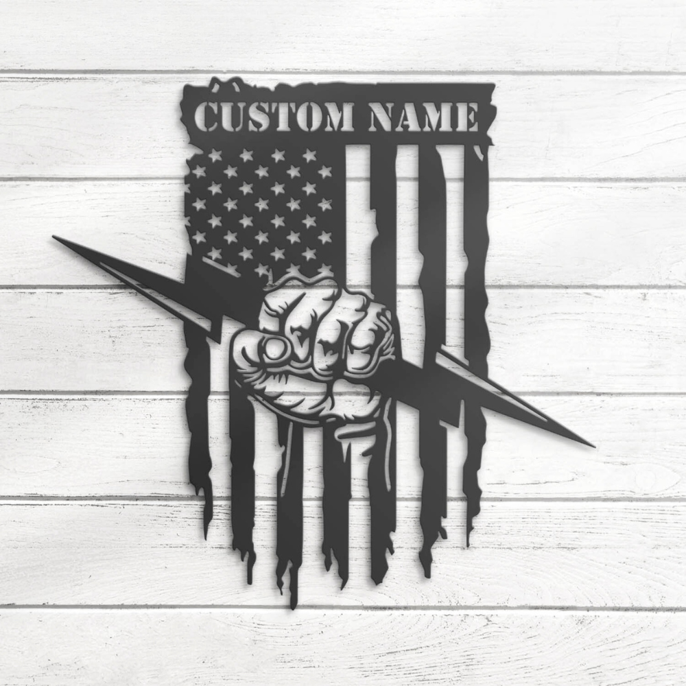 Lineman Electrician Metal Wall Art Hero Name 7