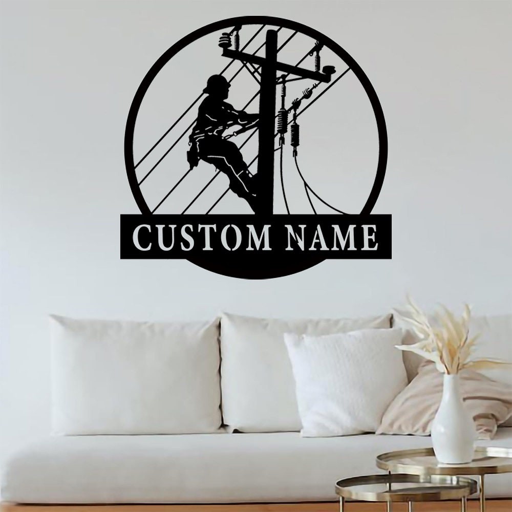 Personalized Lineman Metal Wall Art 1