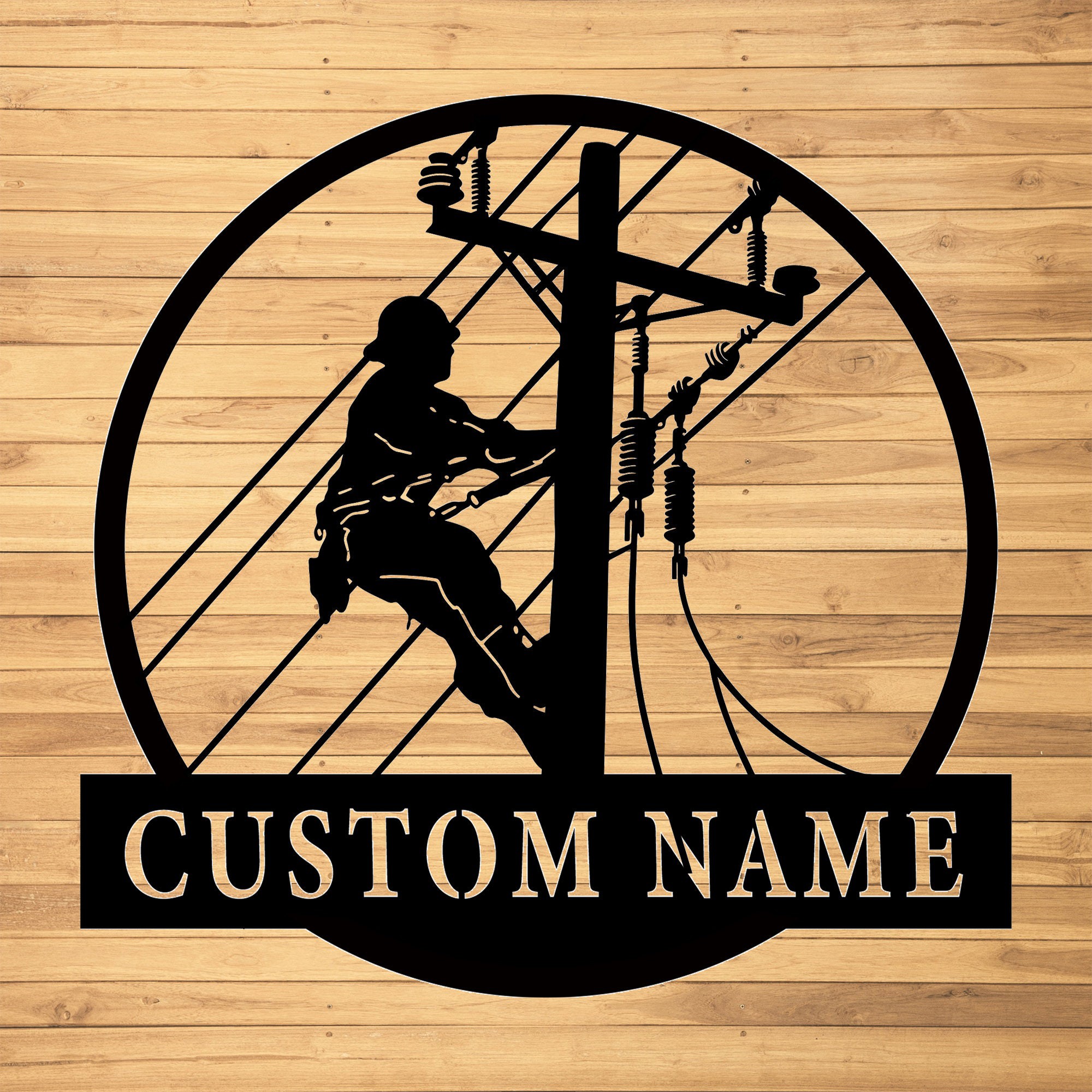 Personalized Lineman Metal Wall Art 2