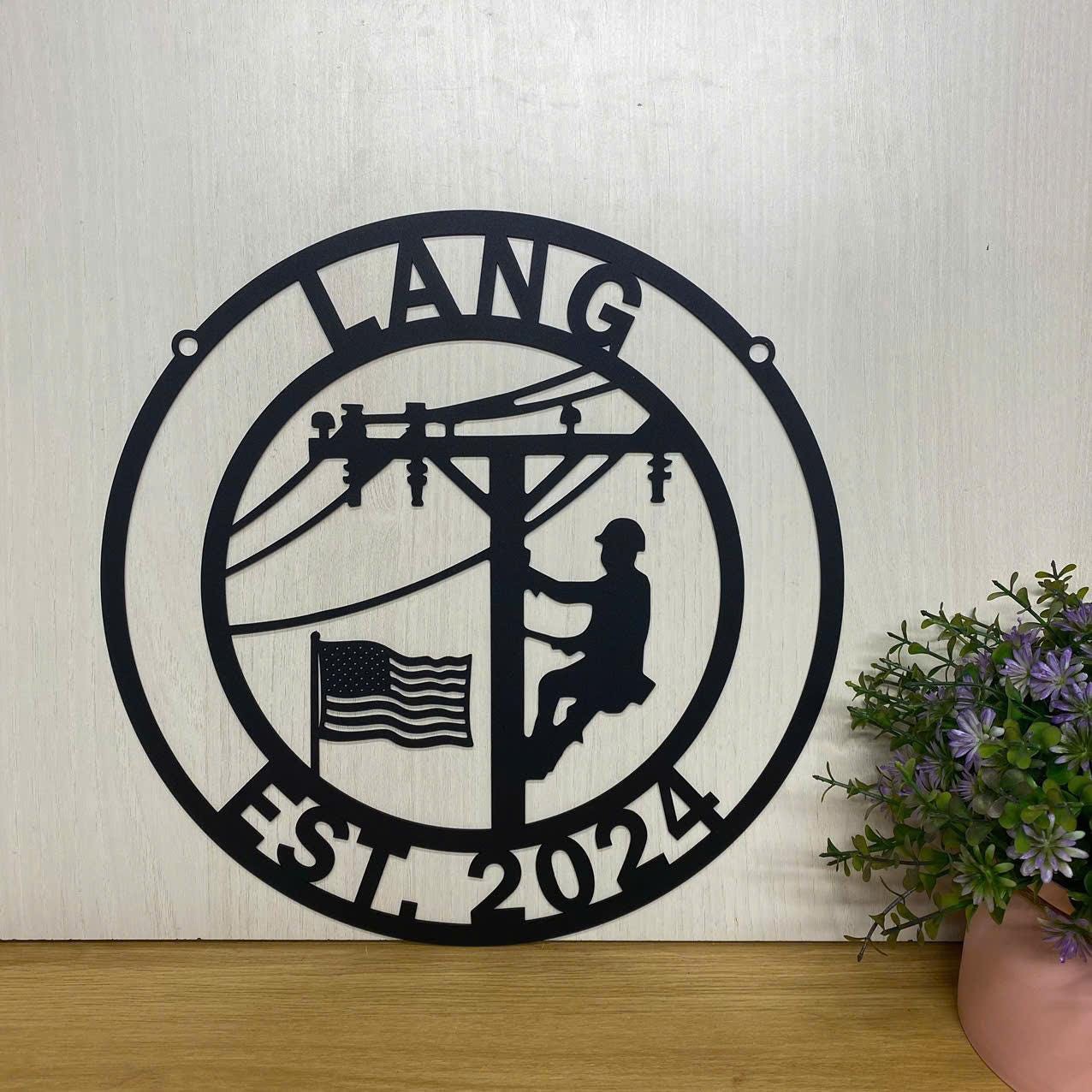 Personalized Lineman Metal Wall Art With LED Light 3