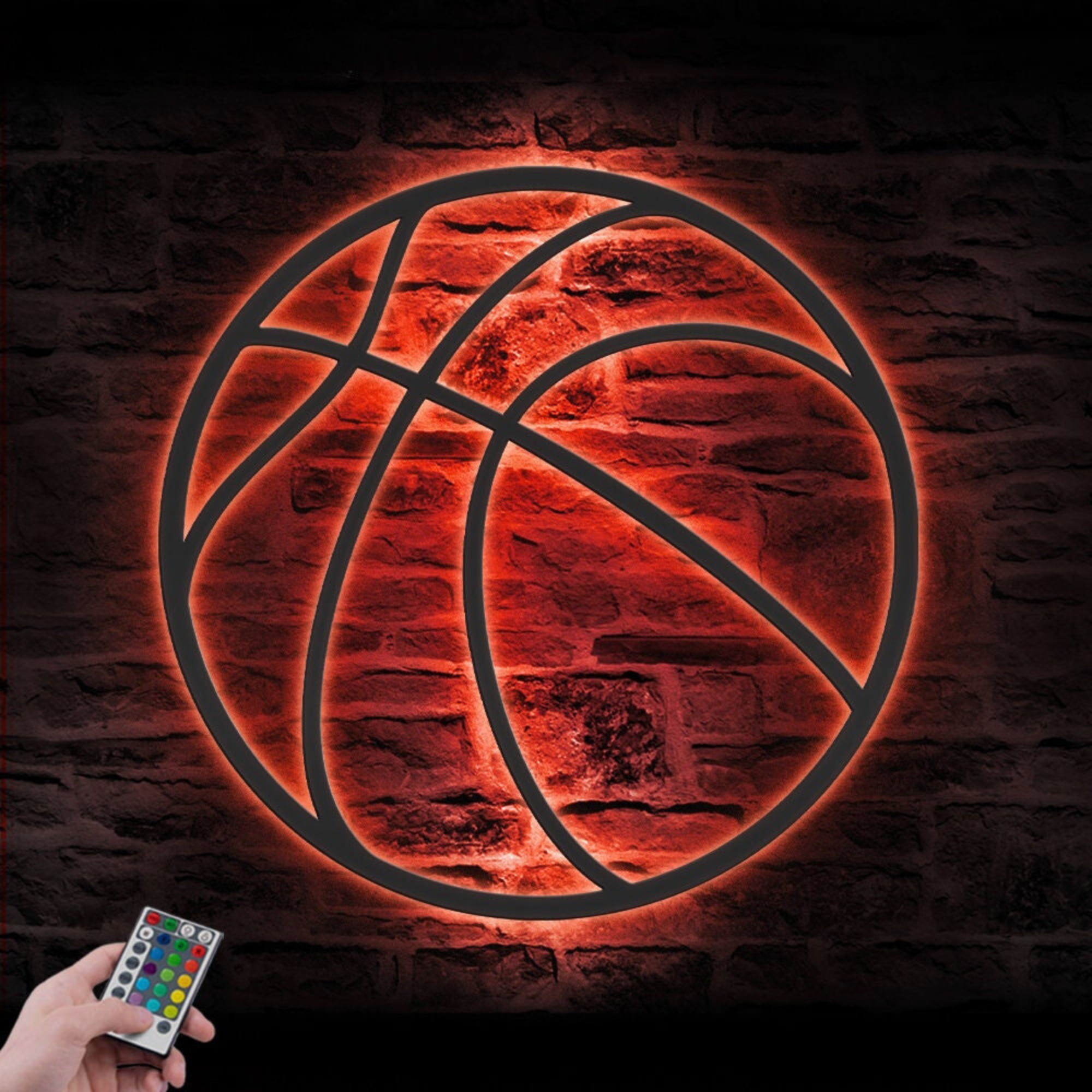 Basketball Monogram Metal Wall Art LED 2