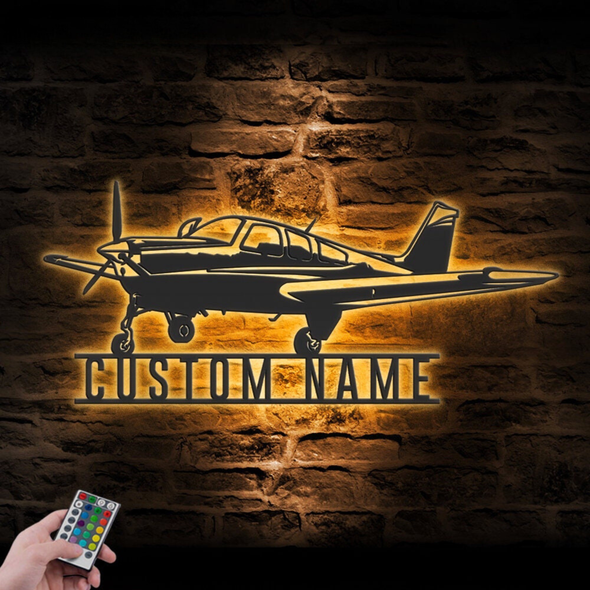 Custom Airplane Metal Wall Art LED 1