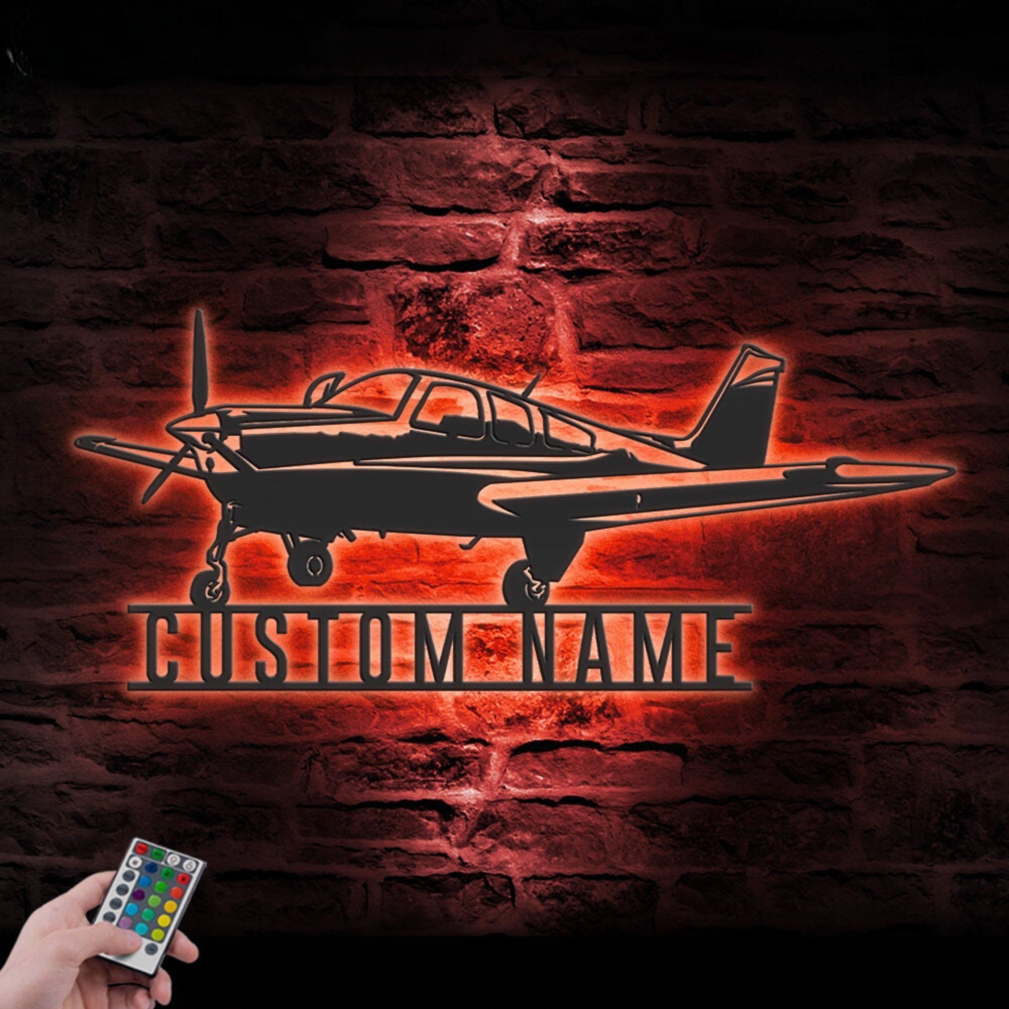 Custom Airplane Metal Wall Art LED 2