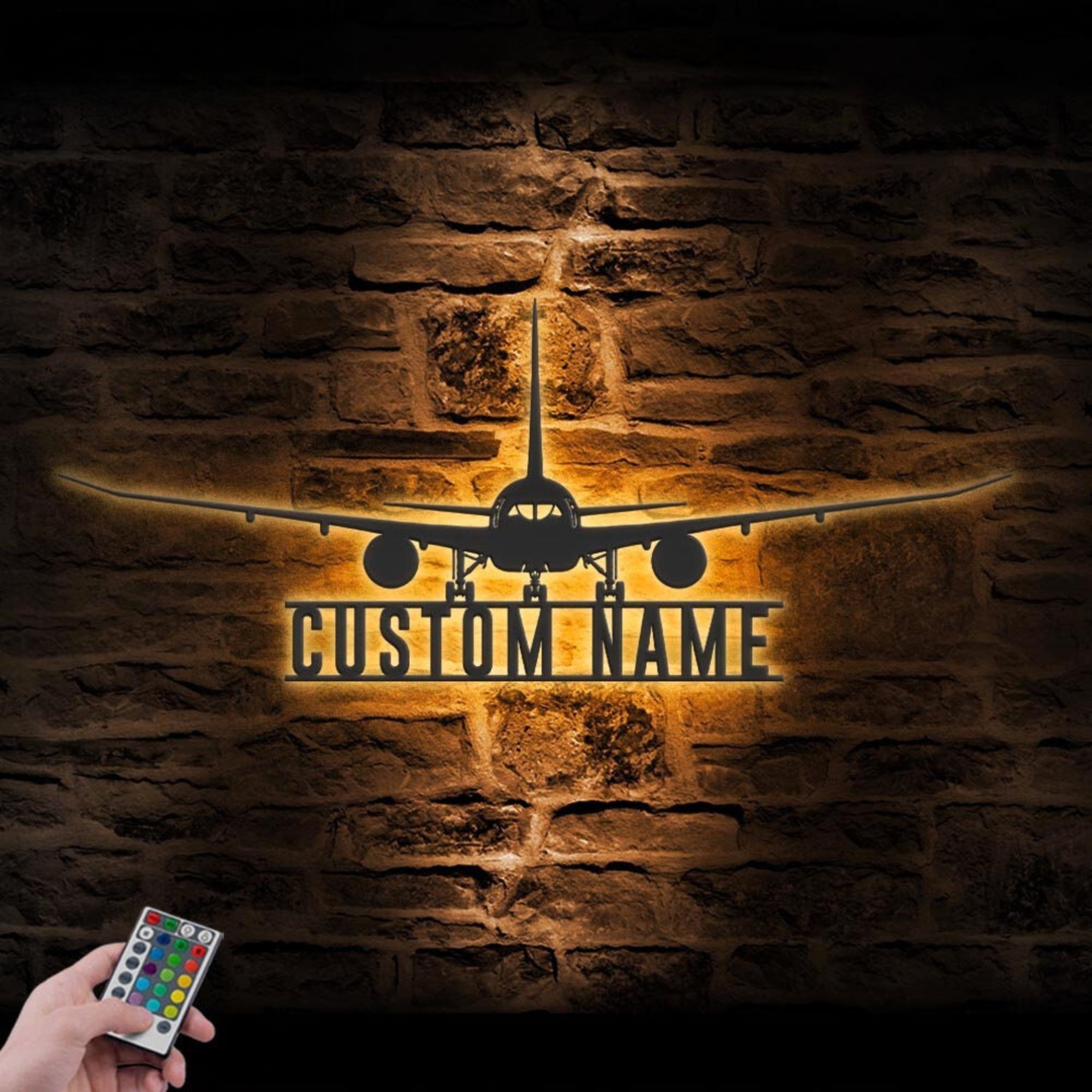 Custom Airplane Metal Wall Art LED Light 1