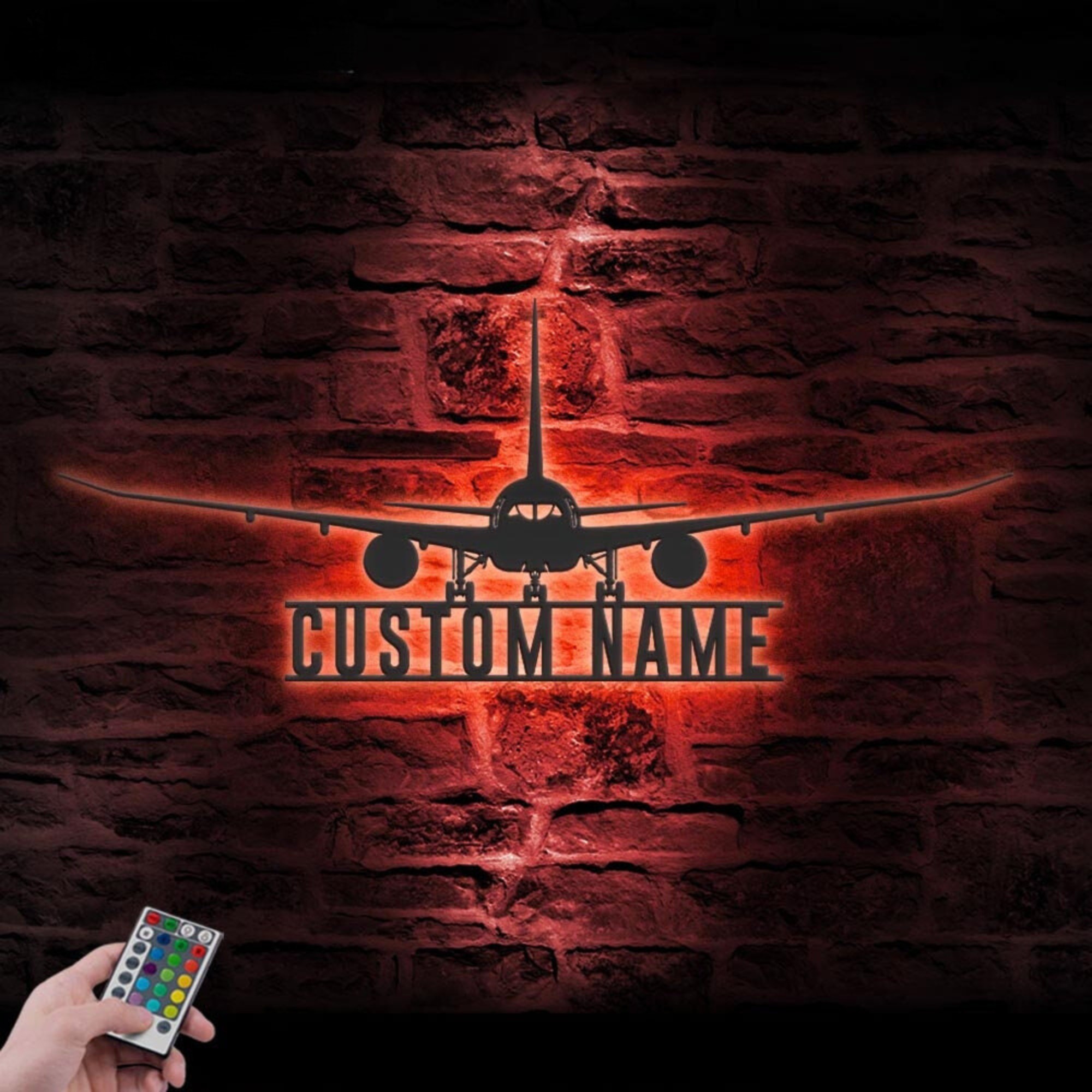 Custom Airplane Metal Wall Art LED Light 2