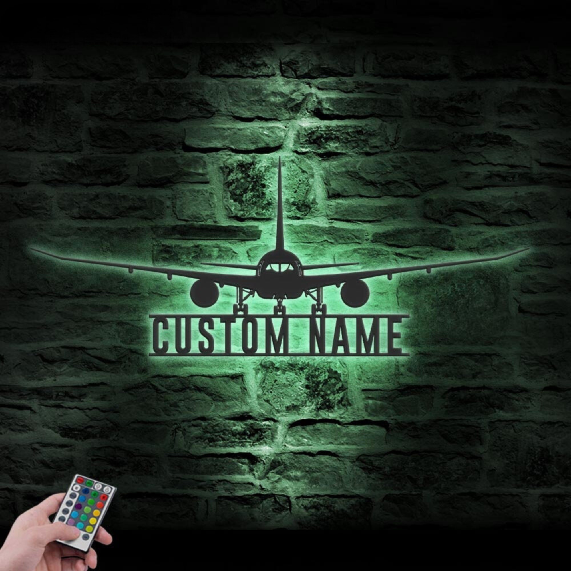 Custom Airplane Metal Wall Art LED Light 3