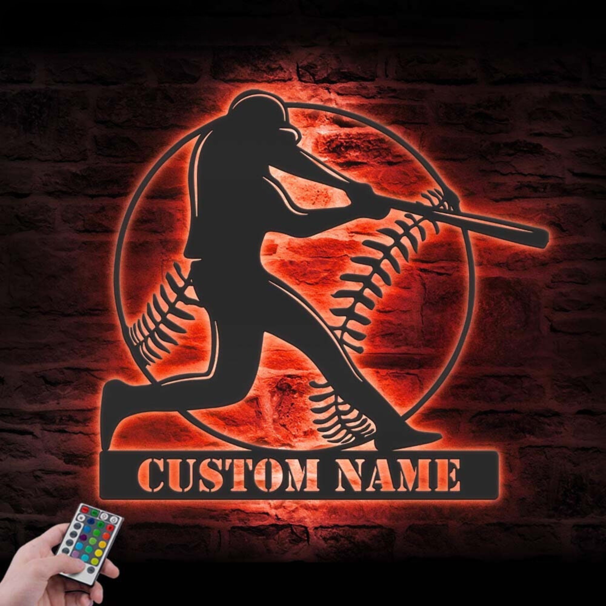 Custom Baseball Metal Wall Art LED 2