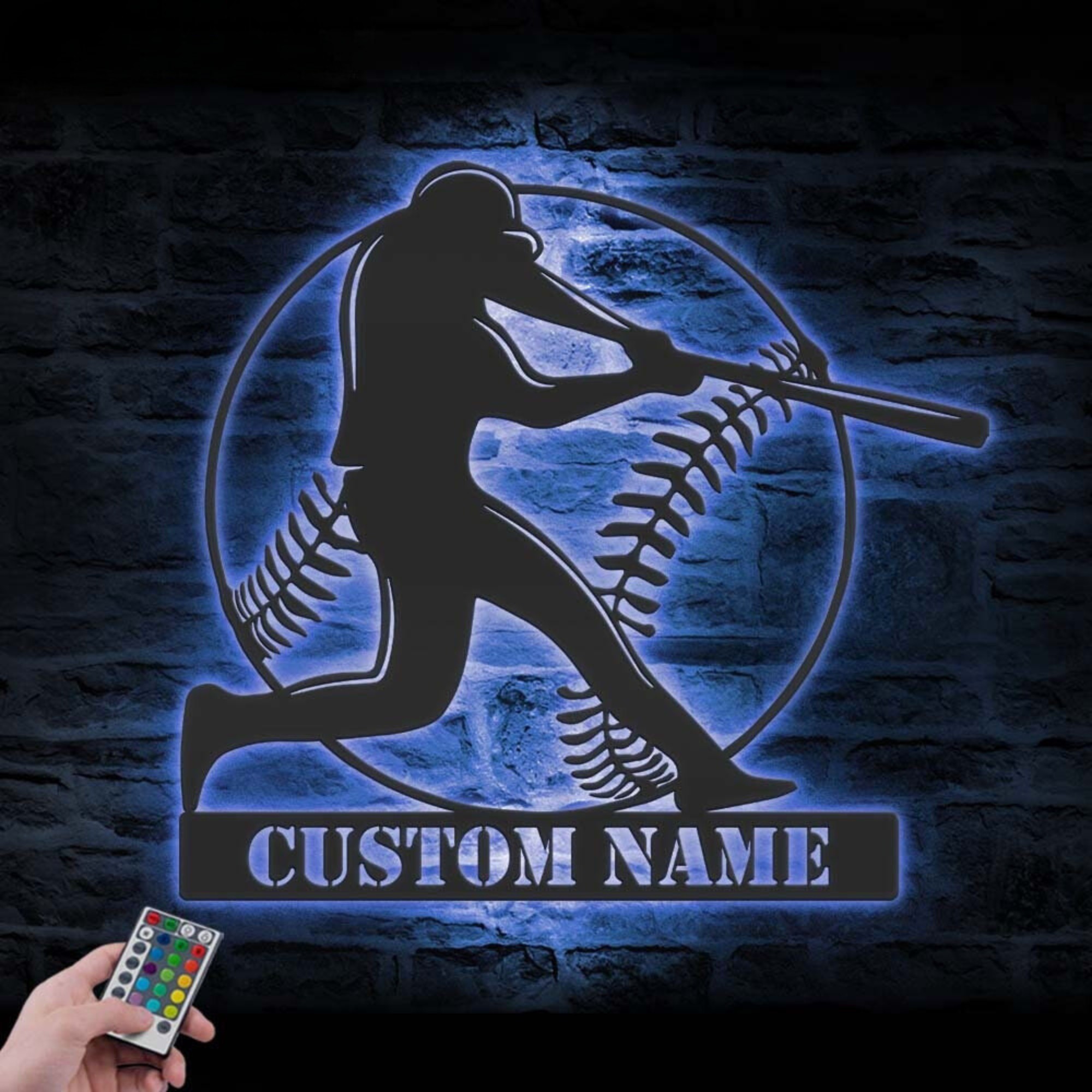 Custom Baseball Metal Wall Art LED 4