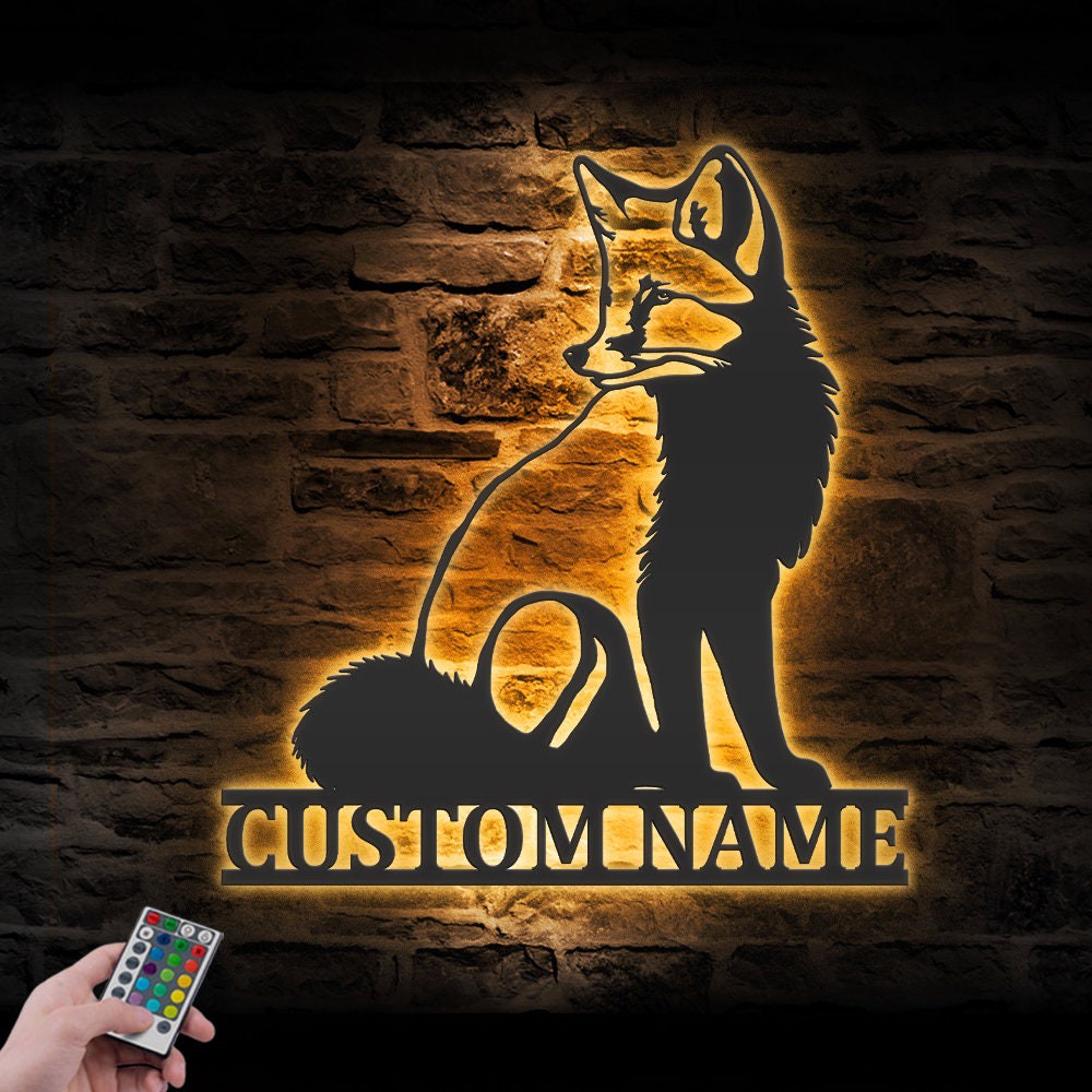 Custom Fox Metal Wall Art LED Light 1