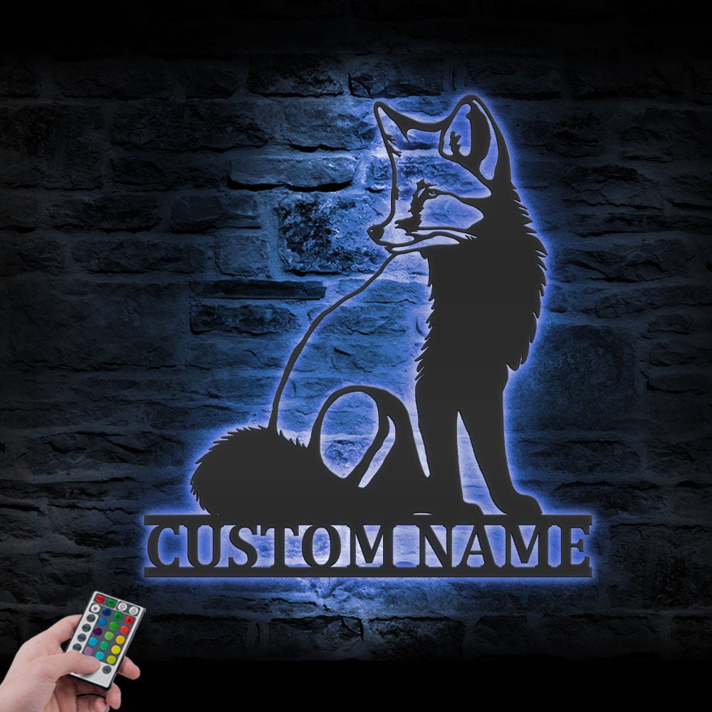 Custom Fox Metal Wall Art LED Light 2