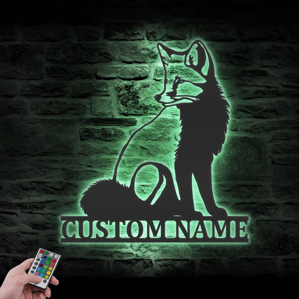 Custom Fox Metal Wall Art LED Light 4