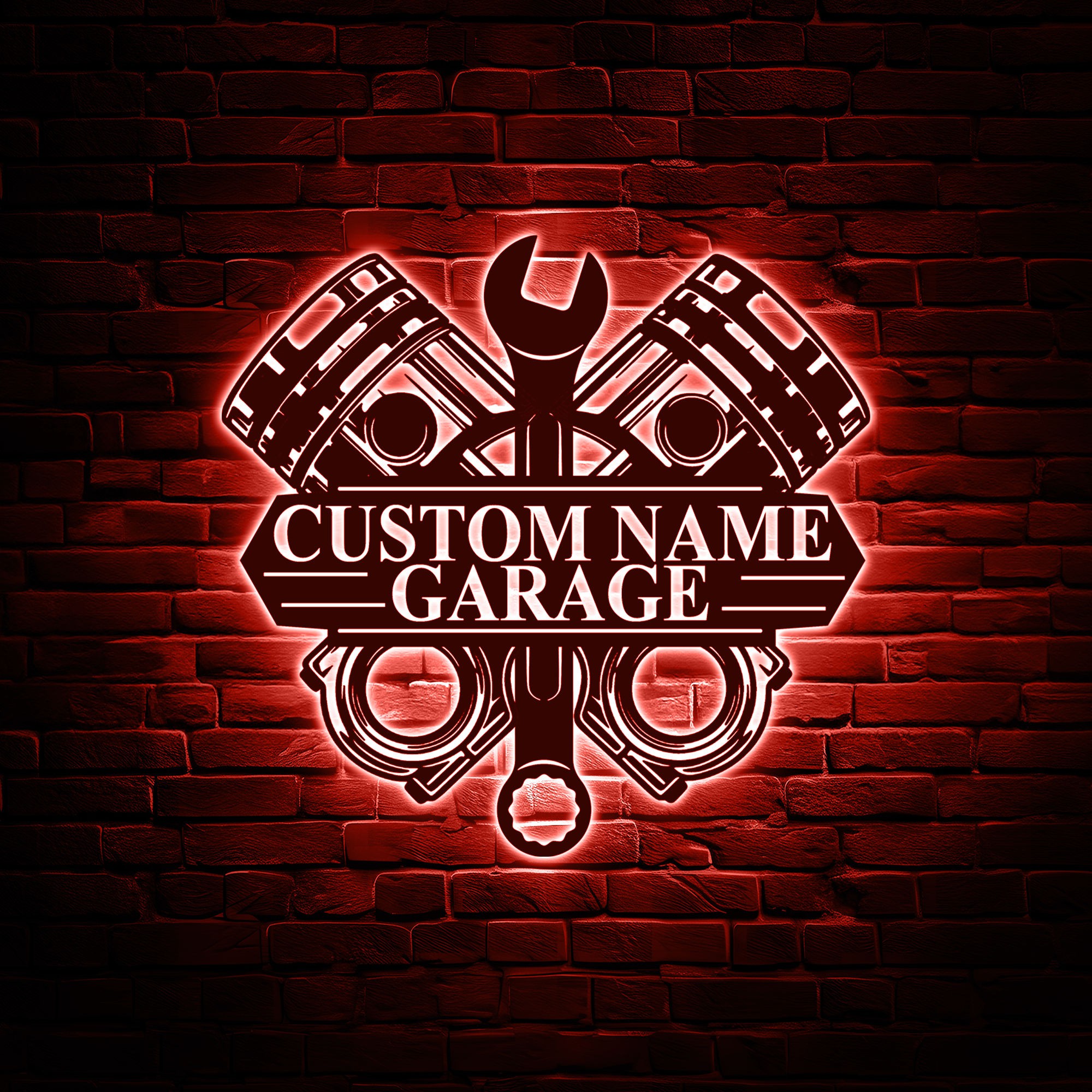 Custom Garage Metal Wall Art LED 2