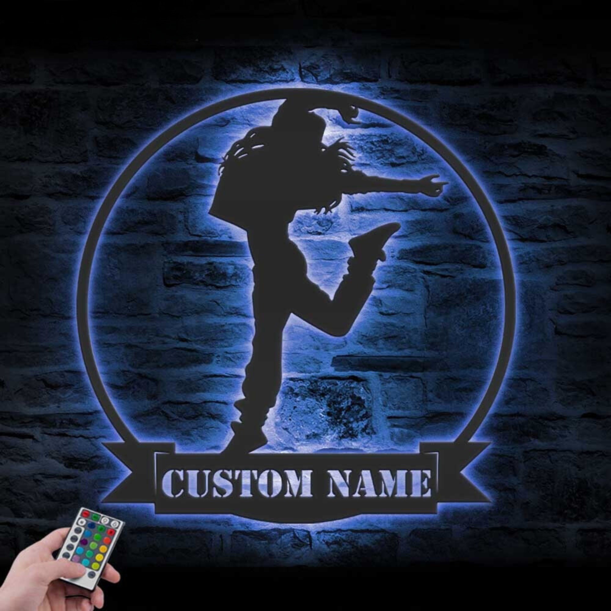 Custom Girl Hip Hop Dancer Metal Wall Art LED 3