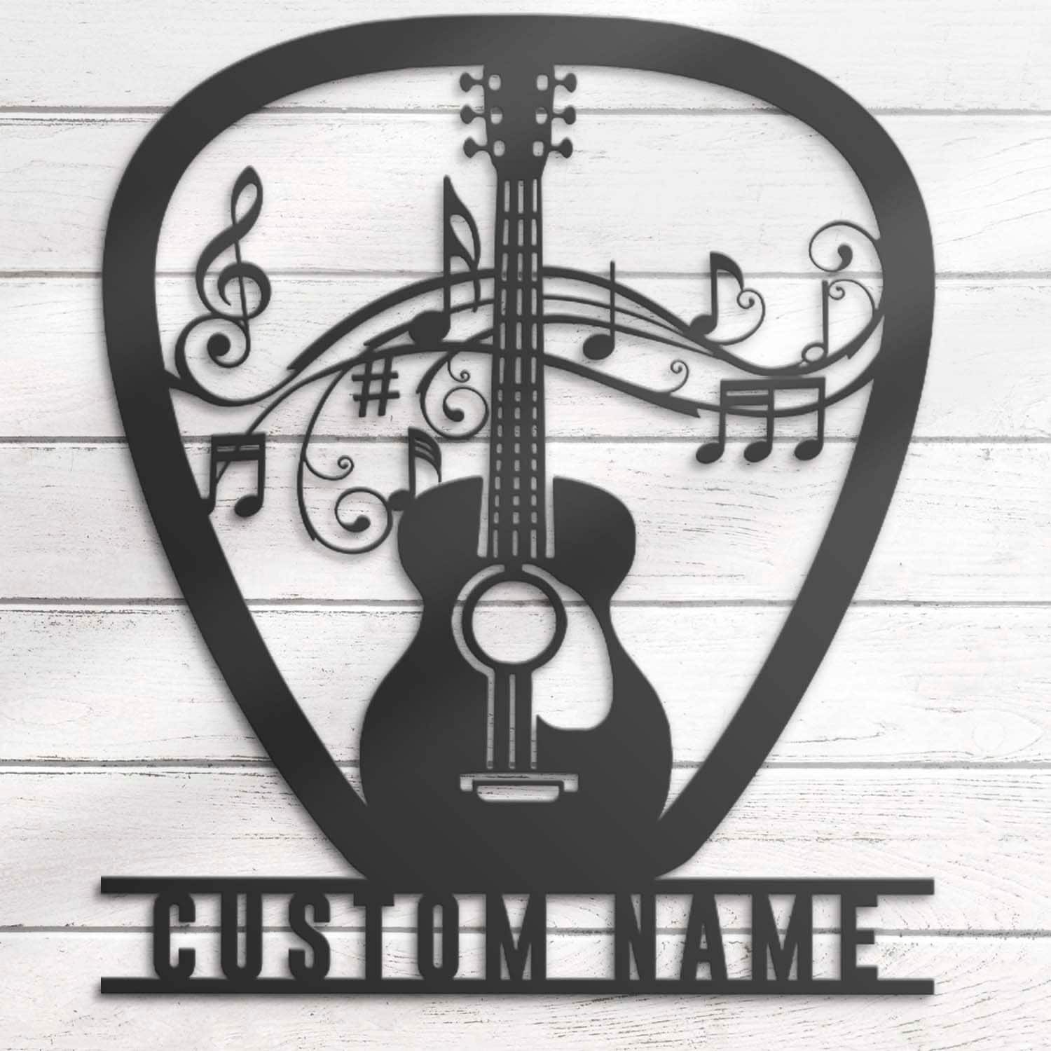 Custom Guitar Pick Metal Wall Art LED 5