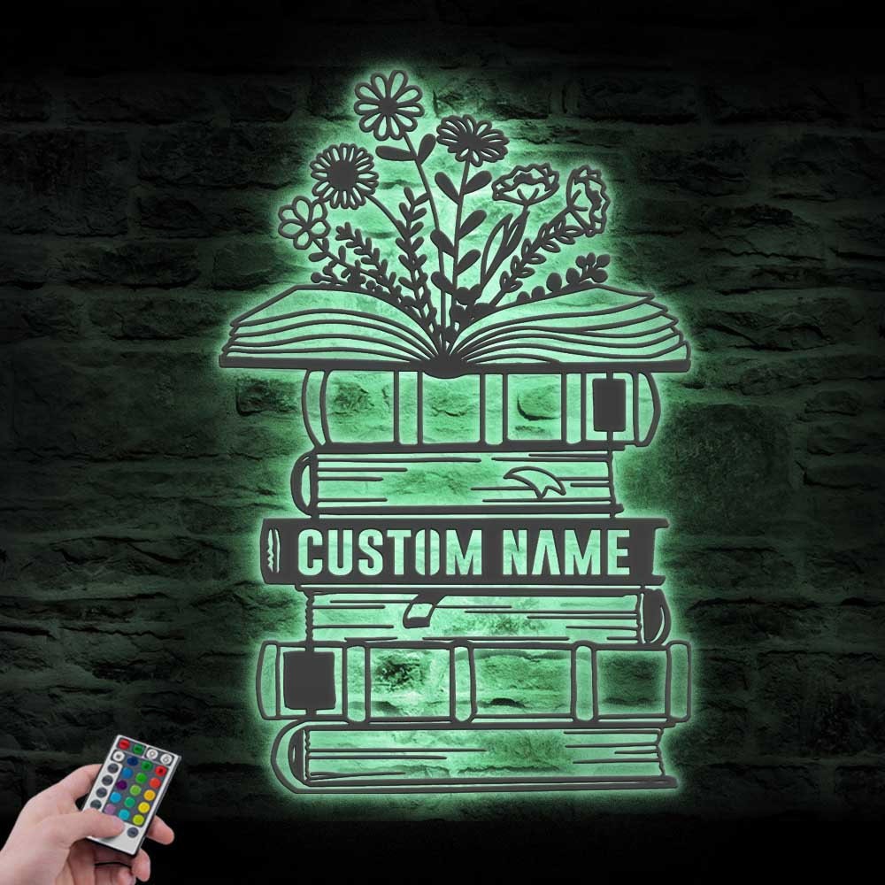 Custom Librarian Book Reading Metal Wall Art LED 4