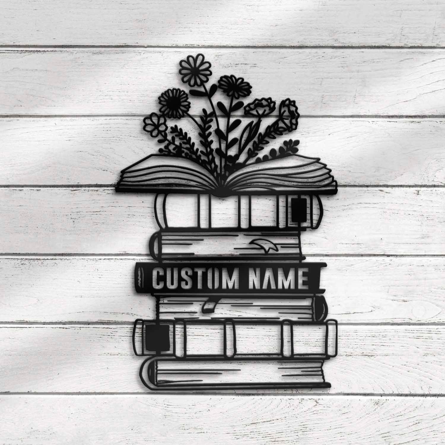 Custom Librarian Book Reading Metal Wall Art LED 5