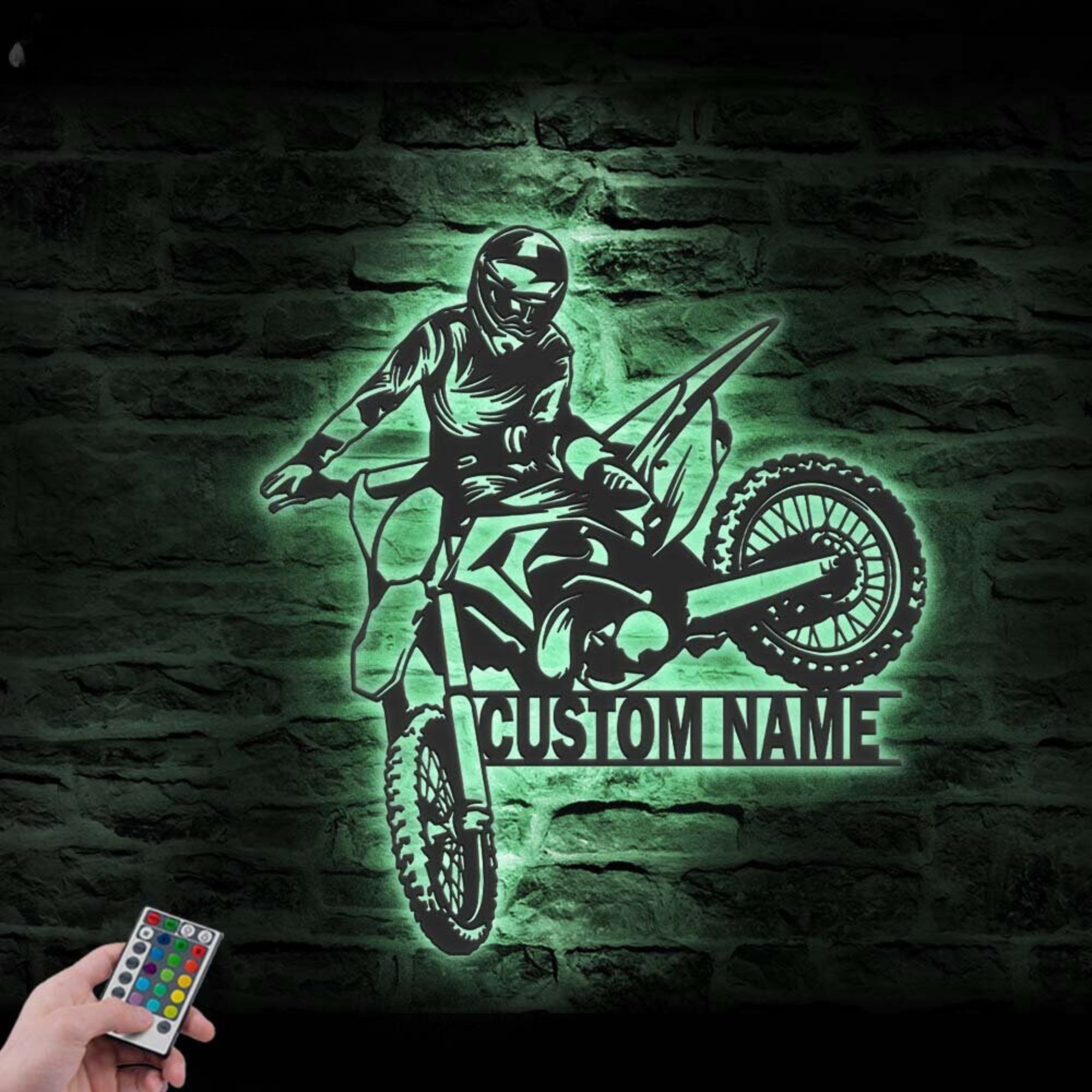 Custom Motocross Biker Metal Wall Art LED 4