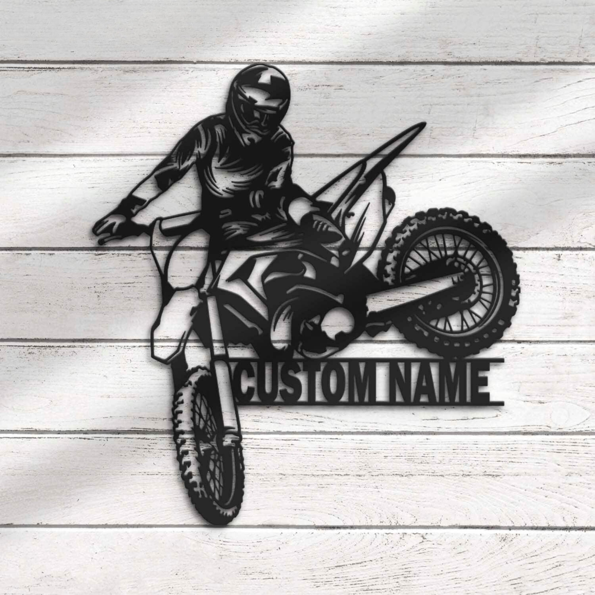 Custom Motocross Biker Metal Wall Art LED 5