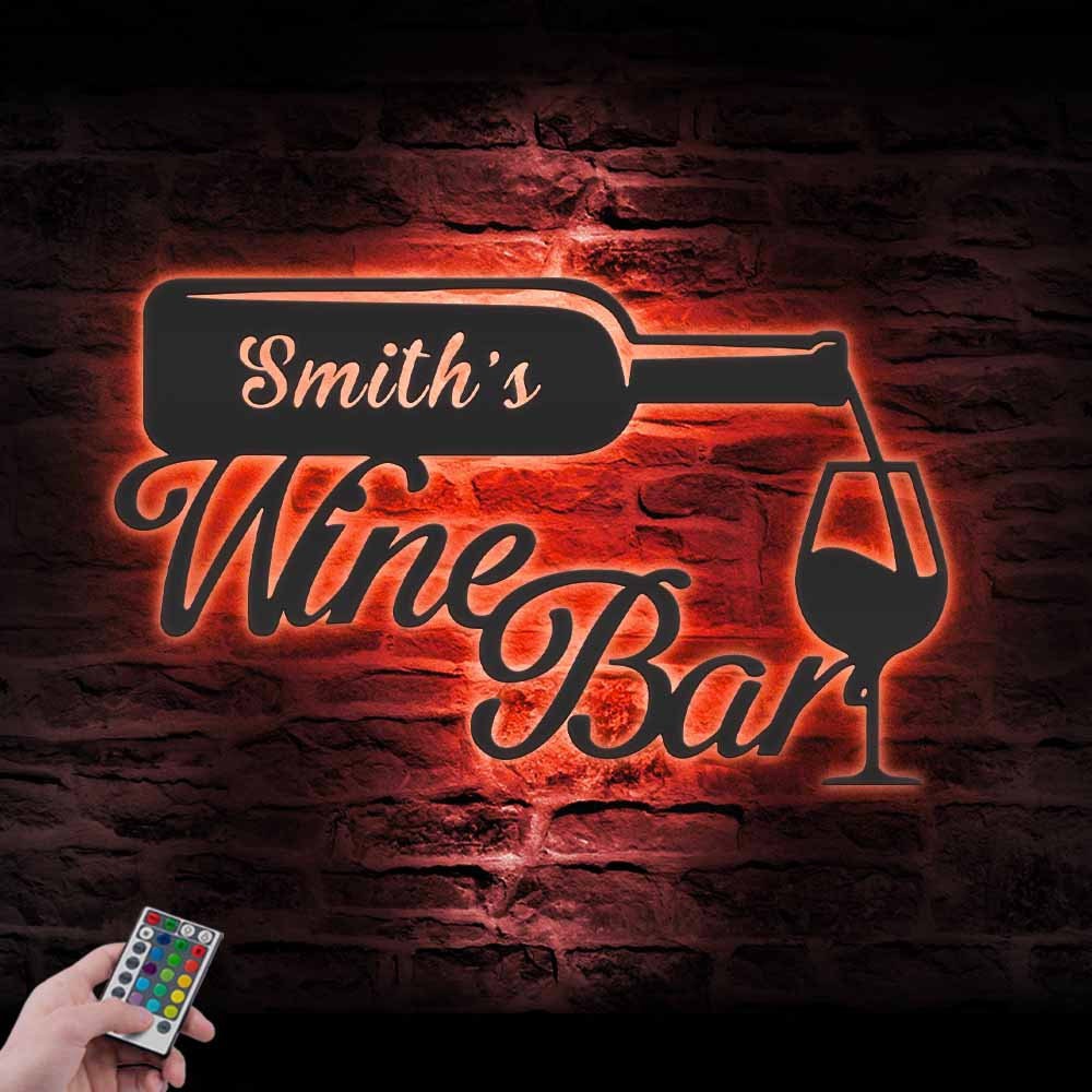 Custom Wine Bar Pub Metal Wall Art LED 3