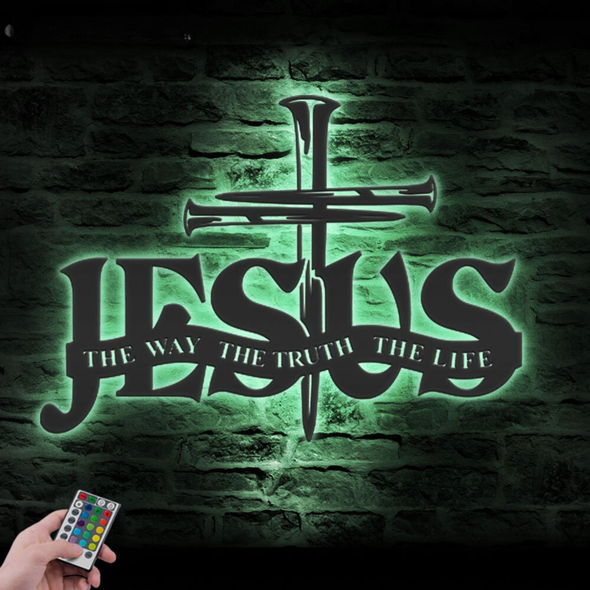 Jesus The Way The Truth The Life Metal Wall Art LED 2