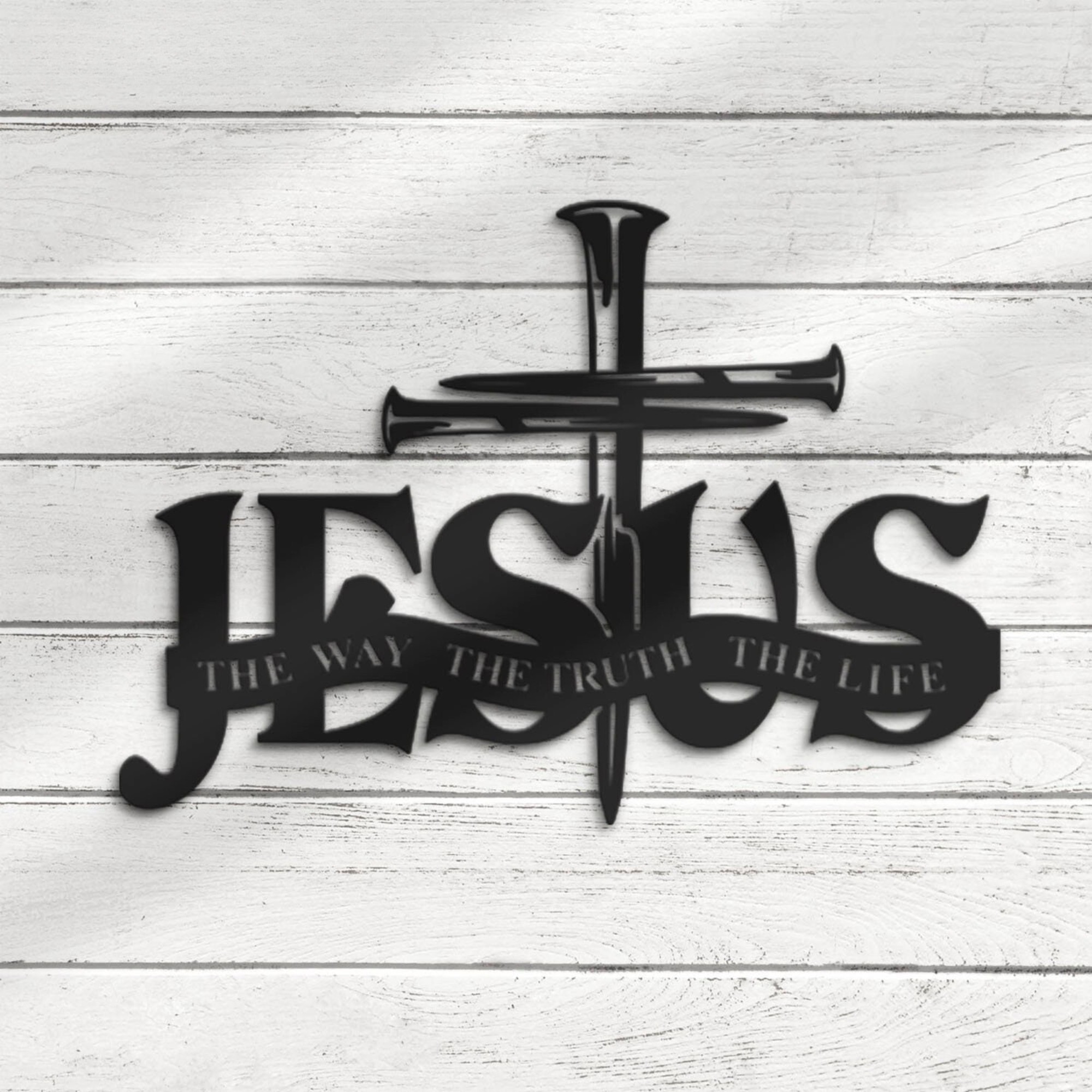 Jesus The Way The Truth The Life Metal Wall Art LED 4