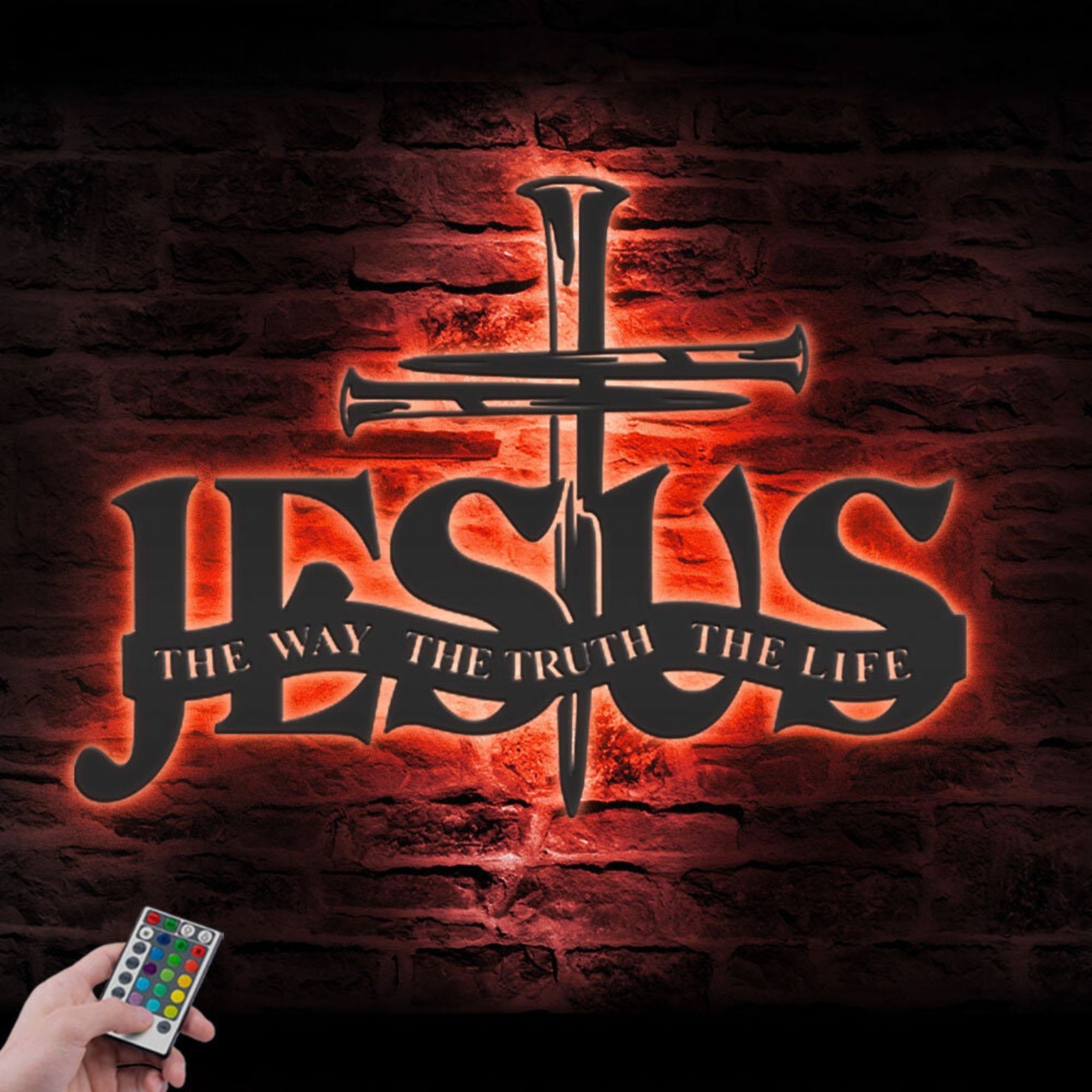 Jesus The Way The Truth The Life Metal Wall Art LED 5