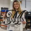 Personalized Last Name Metal Sign Wall Art Split Monogram 1