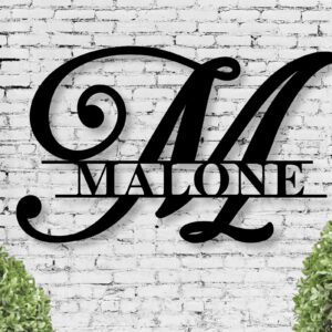 Personalized Last Name Metal Sign Wall Art Split Monogram