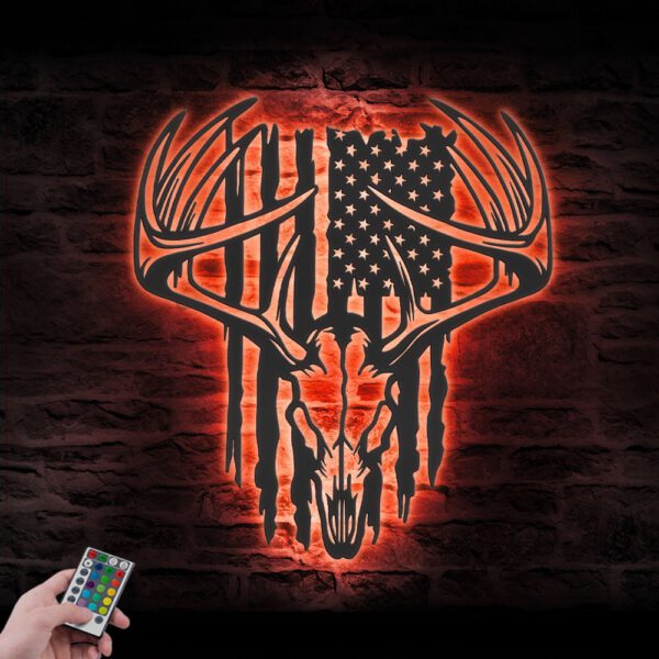 American-Deer-Hunting-Metal-Wall-Art-LED-Light-3