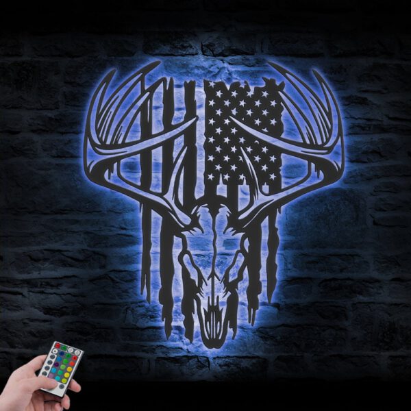 American-Deer-Hunting-Metal-Wall-Art-LED-Light-4