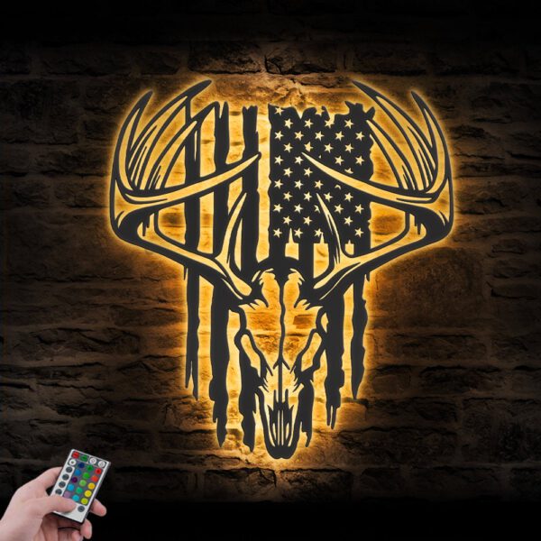 American-Deer-Hunting-Metal-Wall-Art-LED-Light-5