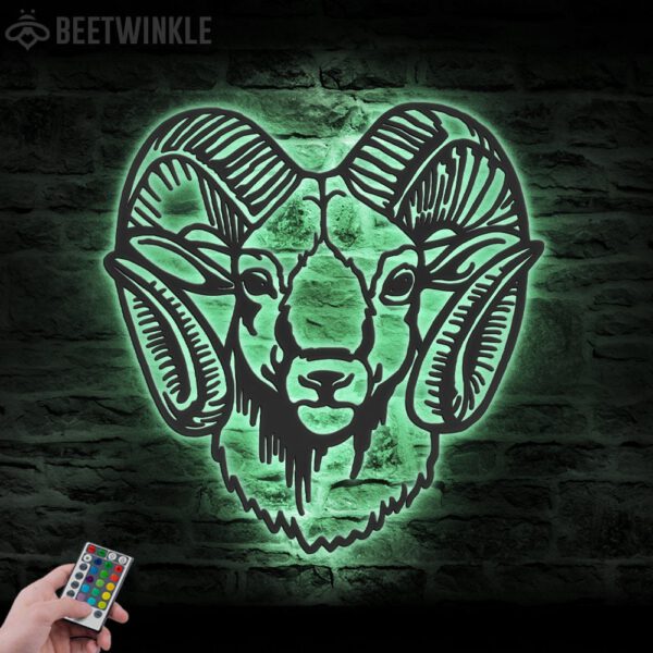 Bighorn-Sheep-Wild-Animal-Metal-Wall-Art-LED-Light-4