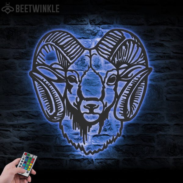 Bighorn-Sheep-Wild-Animal-Metal-Wall-Art-LED-Light-6