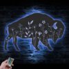 Bison-Wildflower-Farmhouse-Metal-Wall-Art-LED-Light