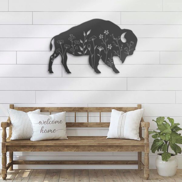 Bison-Wildflower-Farmhouse-Metal-Wall-Art-LED-Light-8