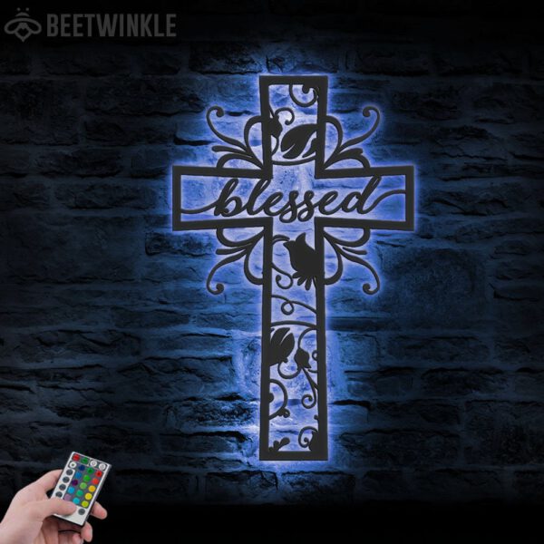 Blessed-Cross-Metal-Wall-Art-LED-Light-6