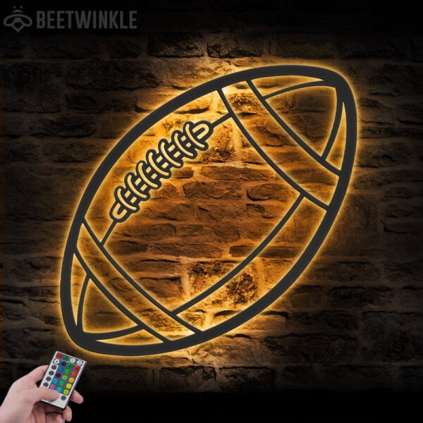 Boy-American-Football-Ball-Metal-Wall-Art-LED-Light