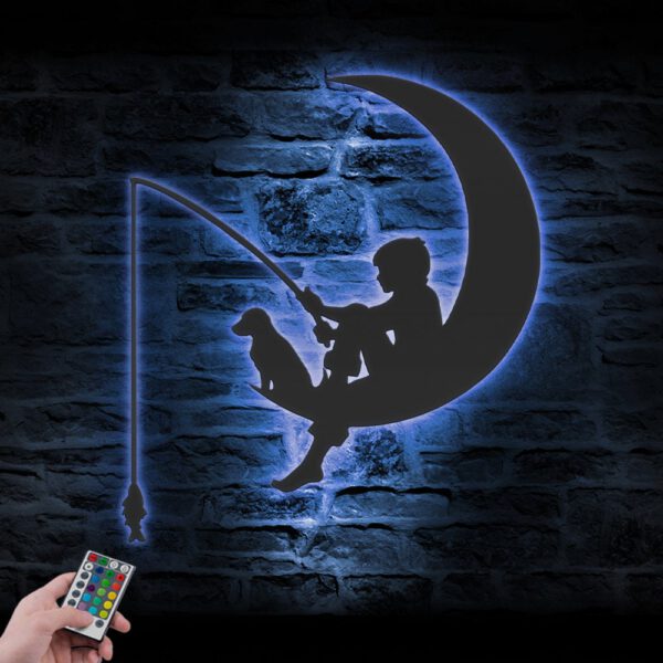 Boy-And-Dog-Fishing-On-The-Moon-Metal-Wall-Art-With-LED-Light-6