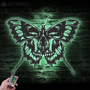 Butterfly-Skull-Metal-Wall-Art-with-LED-Light-2