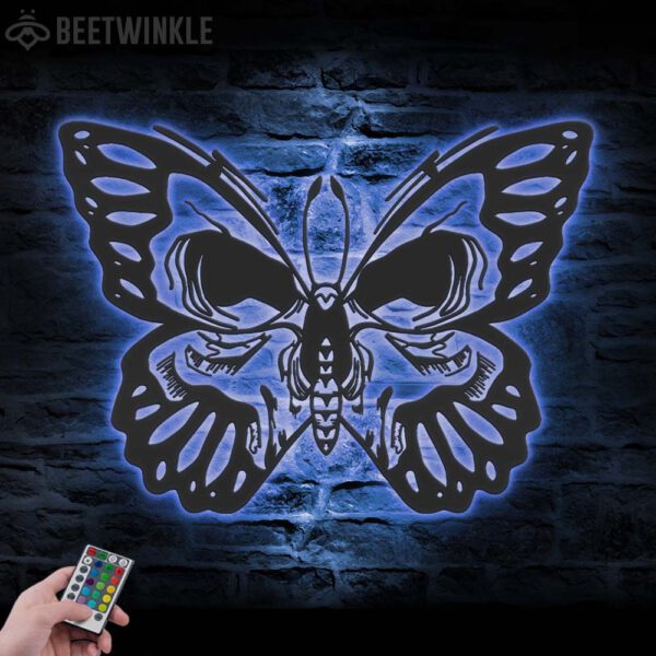 Butterfly-Skull-Metal-Wall-Art-with-LED-Light-4-1