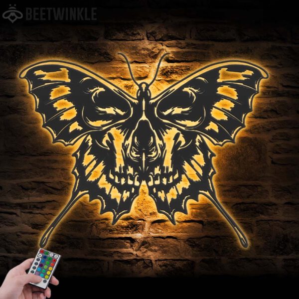 Butterfly-Skull-Metal-Wall-Art-with-LED-Light-5