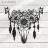 Butterfly-Sunflower-Cow-Skull-Farmhouse-Metal-Wall-Art-LED-Light-3