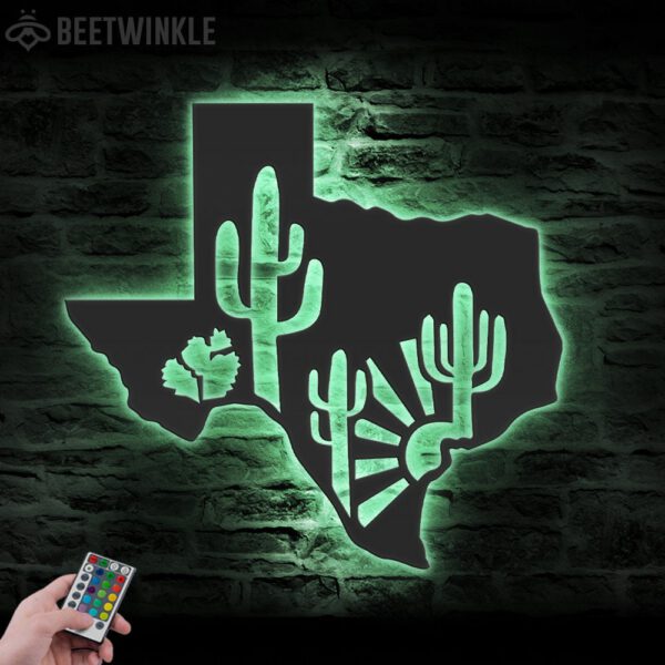 Cactuses-Desert-Texas-Map-Metal-Wall-Art-LED-Light-5