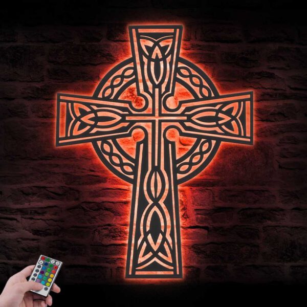 Celtic-Cross-Metal-Wall-Art-LED-Light-6