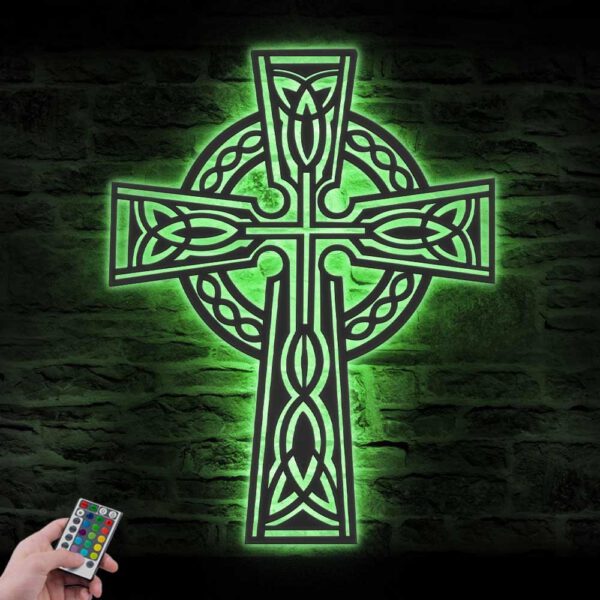 Celtic-Cross-Metal-Wall-Art-LED-Light