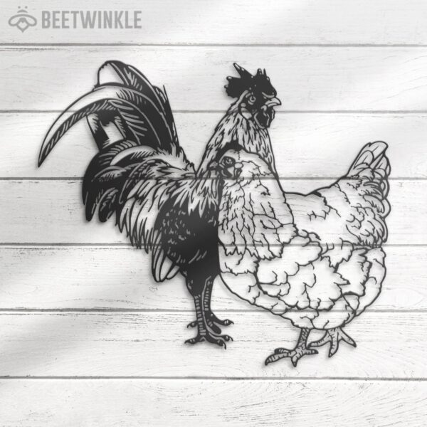 Couple-Chicken-Farmhouse-Metal-Wall-Art-LED-Light-4