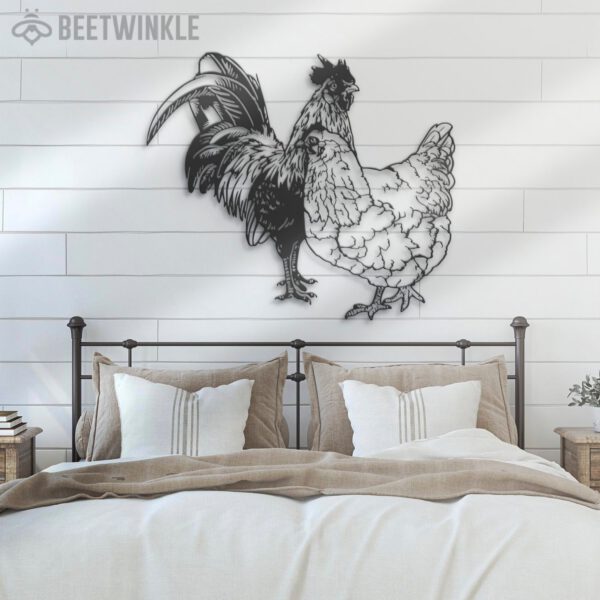 Couple-Chicken-Farmhouse-Metal-Wall-Art-LED-Light-7