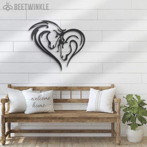 Couple-Horse-Heart-Metal-Wall-Art-LED-Light-5