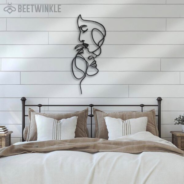 Couple-Woman-Face-Love-line-Metal-Wall-Art-LED-Light